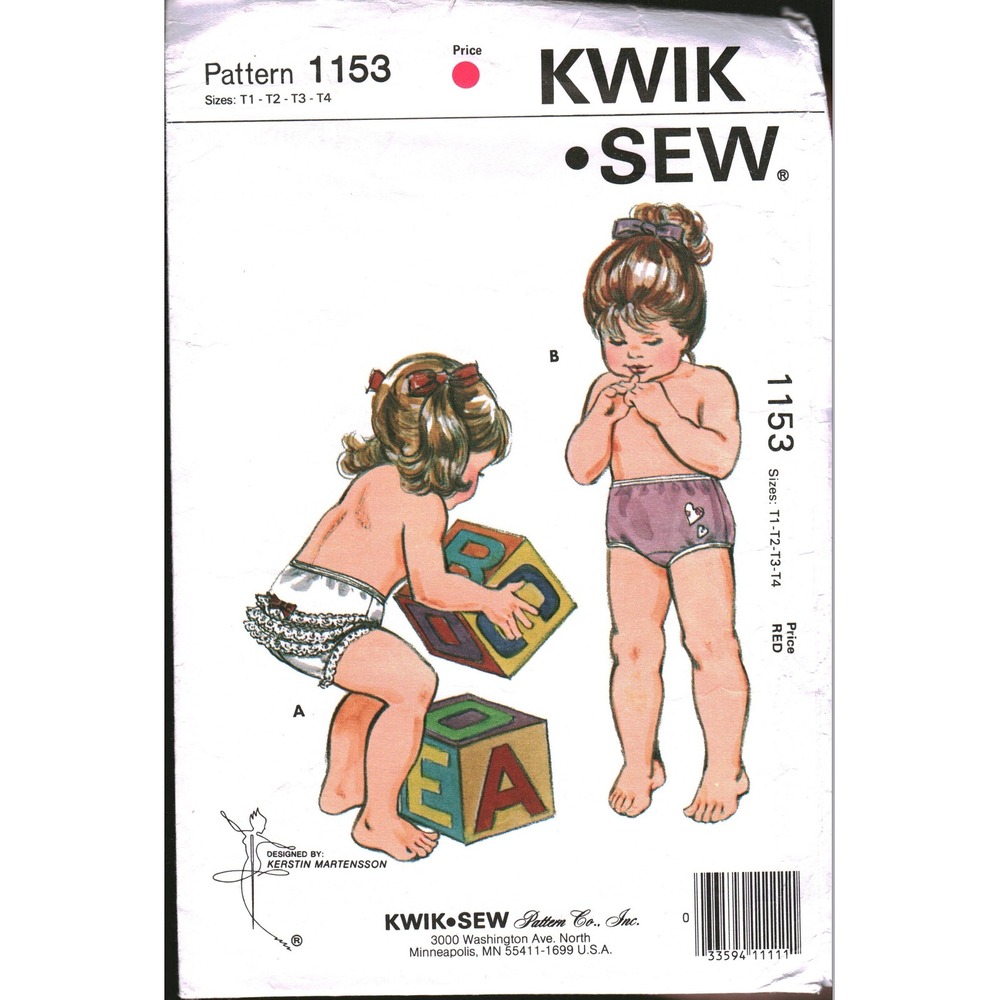 Kwik Sew 1153 Toddler Panties Sewing Pattern Kerstin Martensson Sizes T1-T4